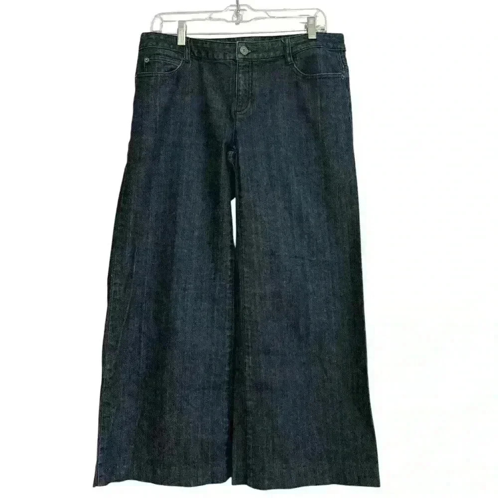 Michael Kors dark wash wide leg cropped jeans women’s size 8